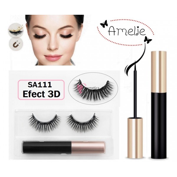 Gene false Amelie Effect 3D tip banda 1 pereche cu Magnet Cod SA111 + Adeziv cu magnet